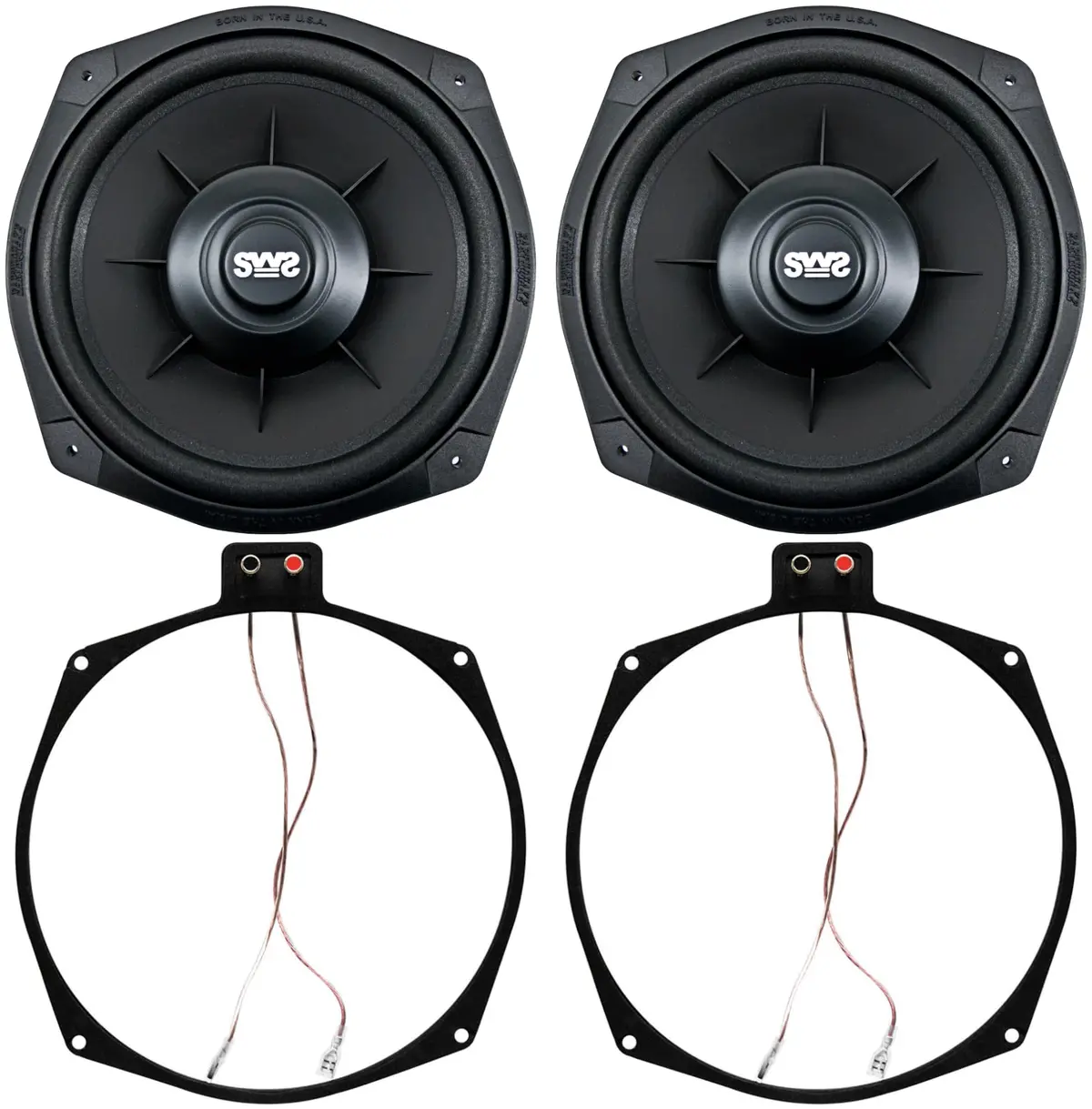 Earthquake Sound Sws-8Xi 8" 2 Ohm High Performance Shallow Subwoofer With Adapter Ring And Harness (Pair) 1