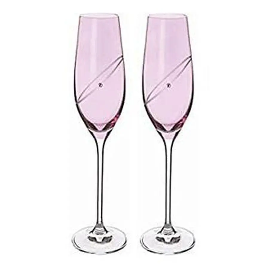 Dartington Crystal Pair Of Ruby Champagne Flutes 1