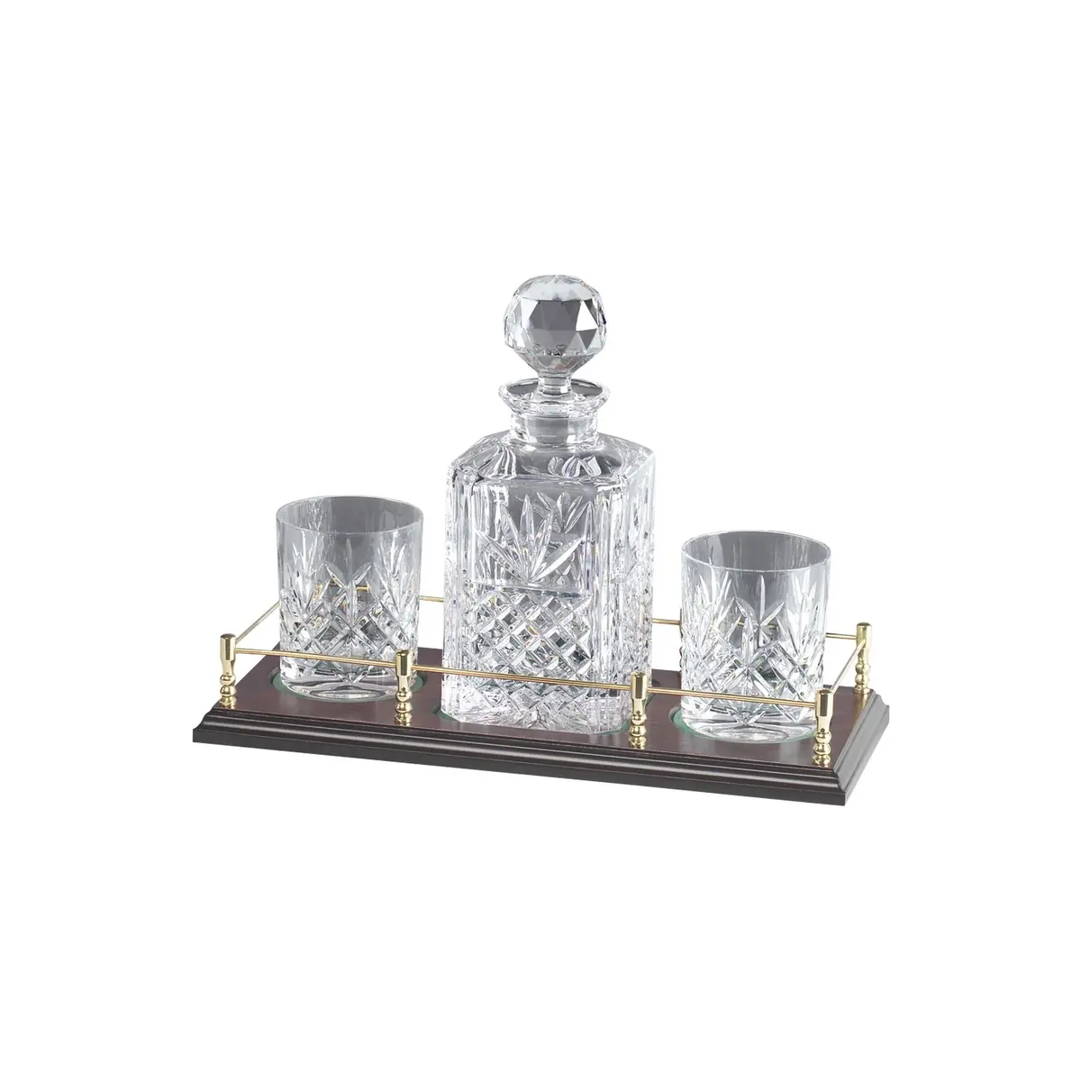 Bottle & Two Whisky Glass Set On Stand 1