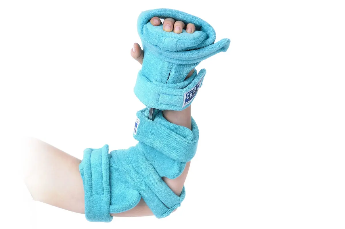 Pediatric Terry Cloth Spring Loaded Goniometer Elbow Splint W/Full Hand Attachment 3