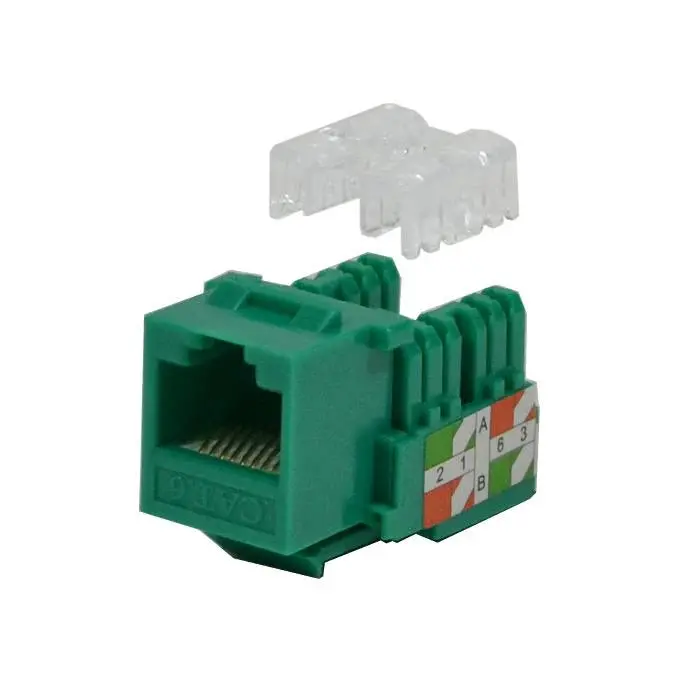 Logico Kj6227 Cat6 Keystone Jacks Green With Dust Cap – 22-26 Awg Pcb Female Rj45 Connectors (10-100 Pack) 1
