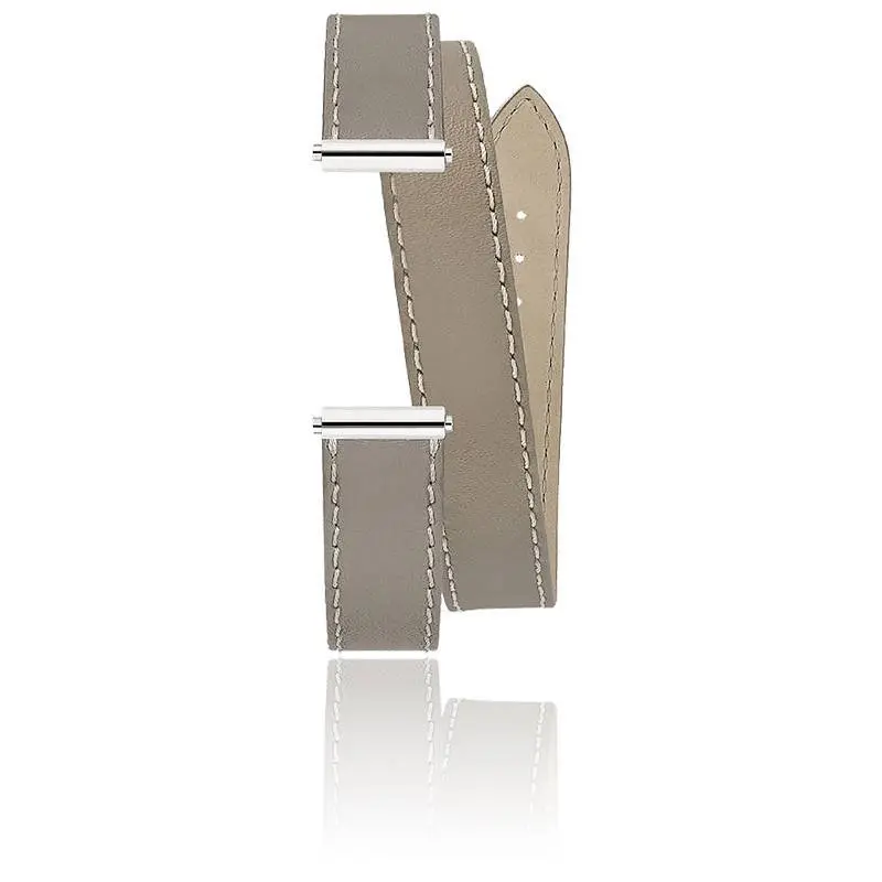 Antarès Interchangeable Watch Strap – Grey Leather / Stainless Steel - Wrap Around 1