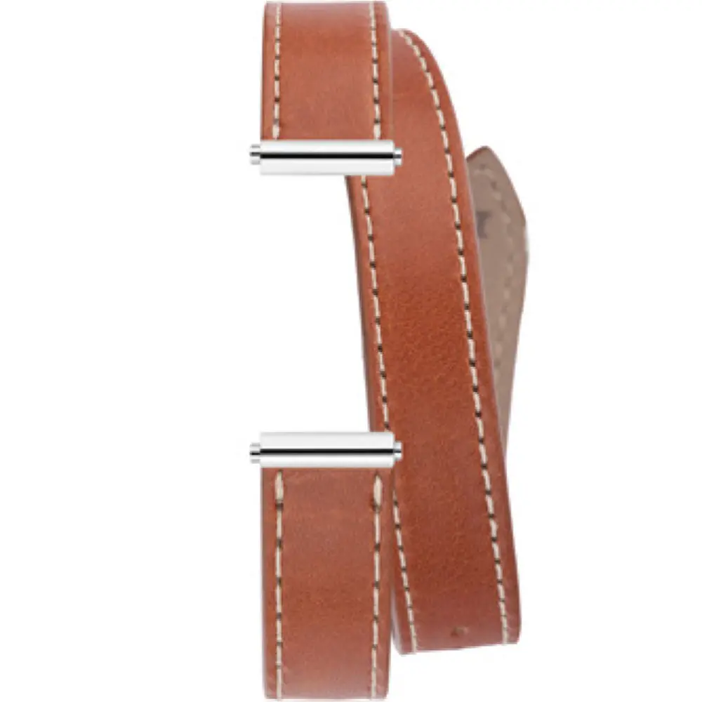 Antarès Interchangeable Watch Strap – Tan Leather / Stainless Steel - Wrap Around 1