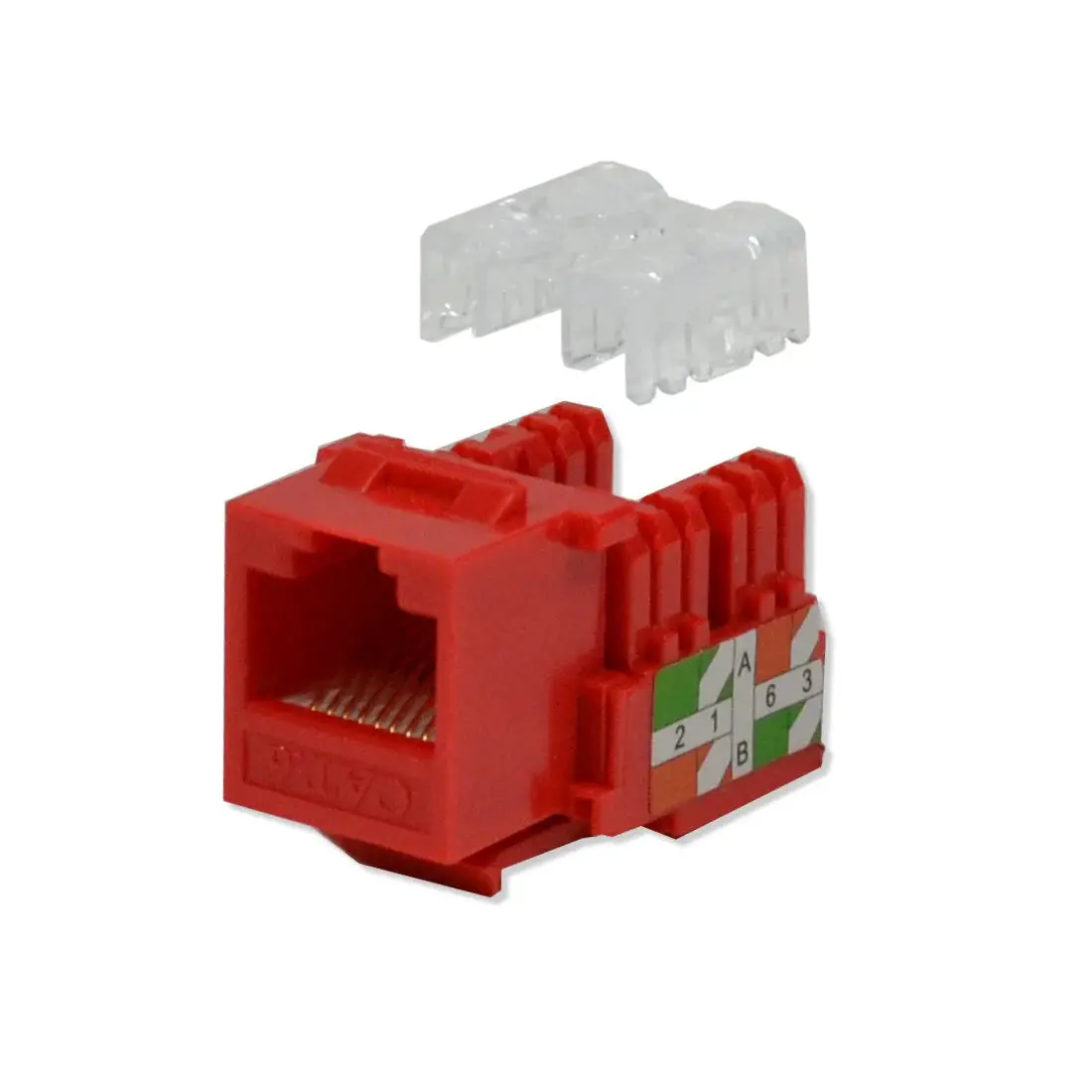 Logico Kj6226 Cat6 Keystone Jacks Red With Dust Cap – 22-26 Awg Pcb Female Rj45 Connectors (10-100 Pack) 1