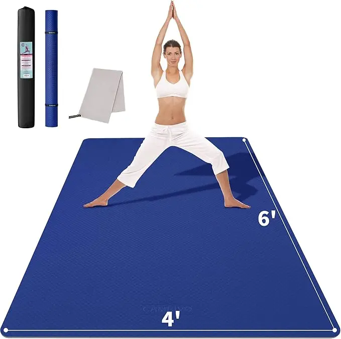 Large Yoga Mat (6'X 4'), Extra Wide Workout Mat, 8Mm, Blue 1