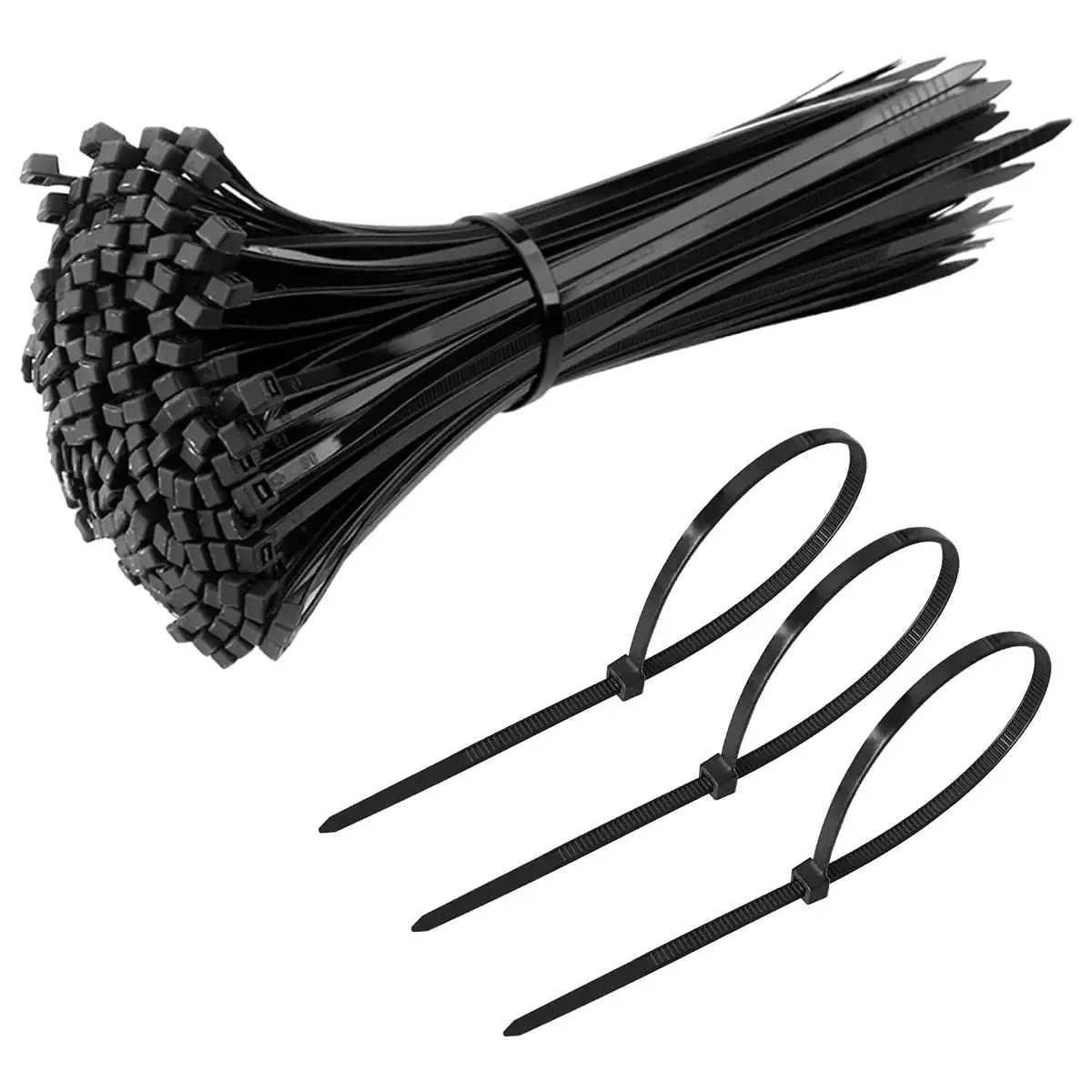 7.5" Black Zip Ties Cable Nylon Wrap 50 Lbs Tensile Strength For Indoor Outdoor 1
