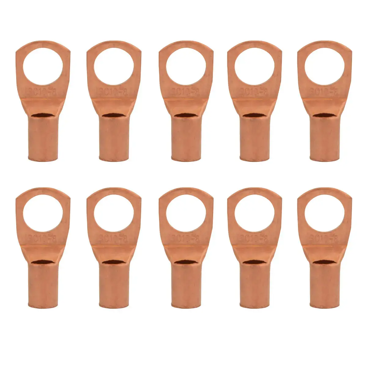 8 Gauge Awg Non-Insulated Pure Copper Lugs Ring Terminals Connectors 5/16" Inch Ring Size 10 Pack 1