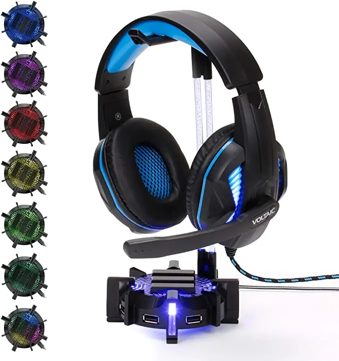 Accessory Power Enhance Gaming Headset Stand Headphone Holder With 4 Port Usb Hub 1