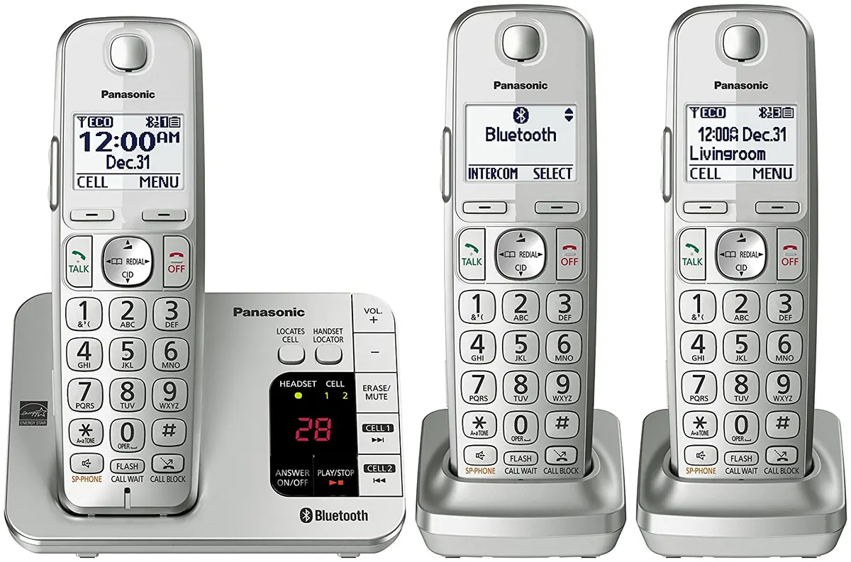 Panasonic Kx-Tge463s Link2cell Bluetooth Cordless Phone With Answering Machine - 3 Handsets 1