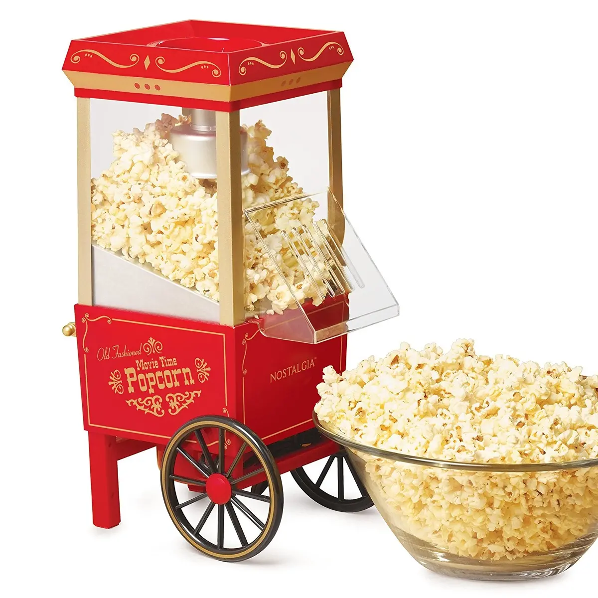 Nostalgia Electrics 12-Cup Old-Fashioned Movie Time Popcorn Maker - Red/Gold 1