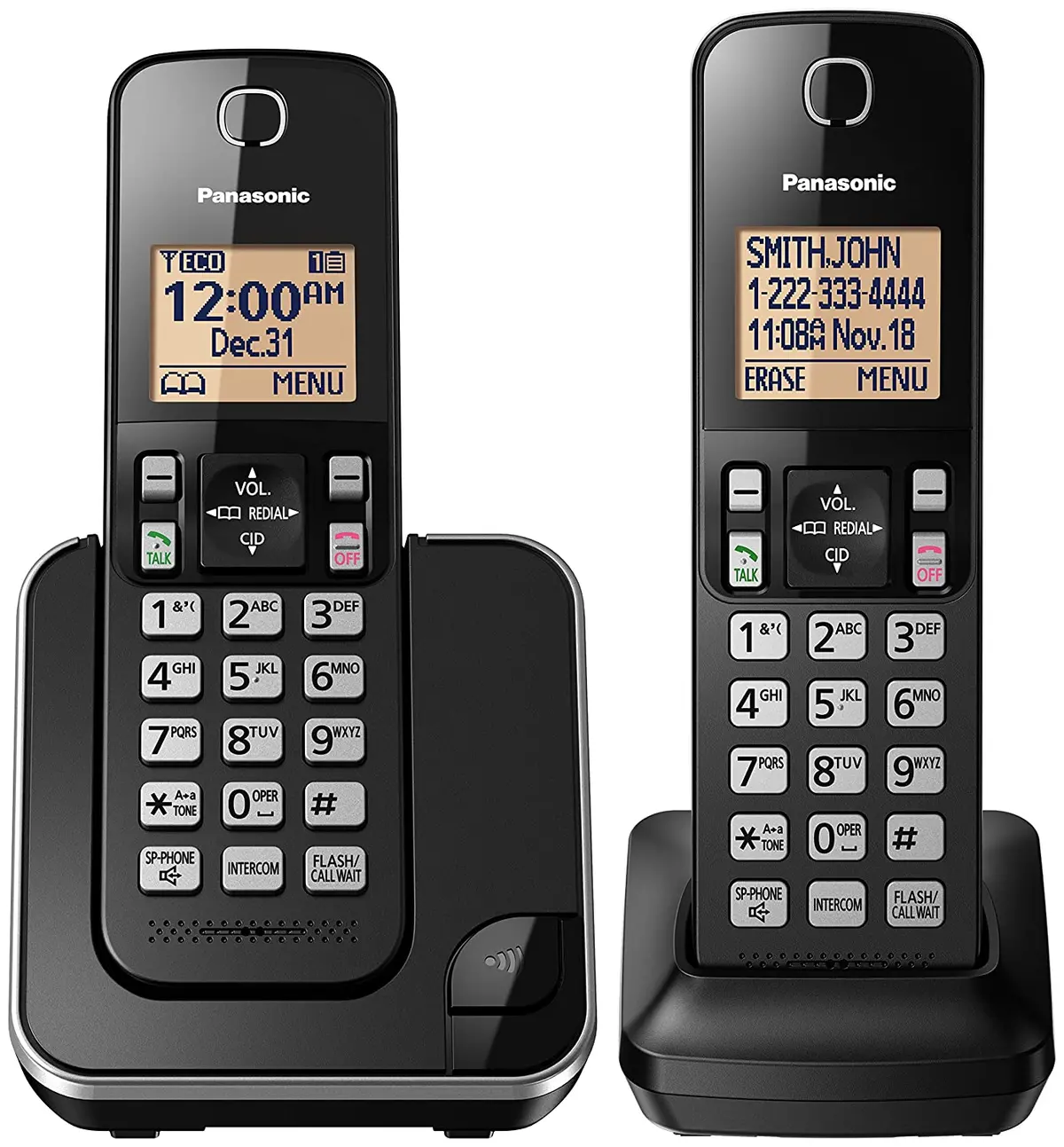 Panasonic Kx-Tgc352b Expandable Cordless Phone With Amber Backlit Display - 2 Handsets 1