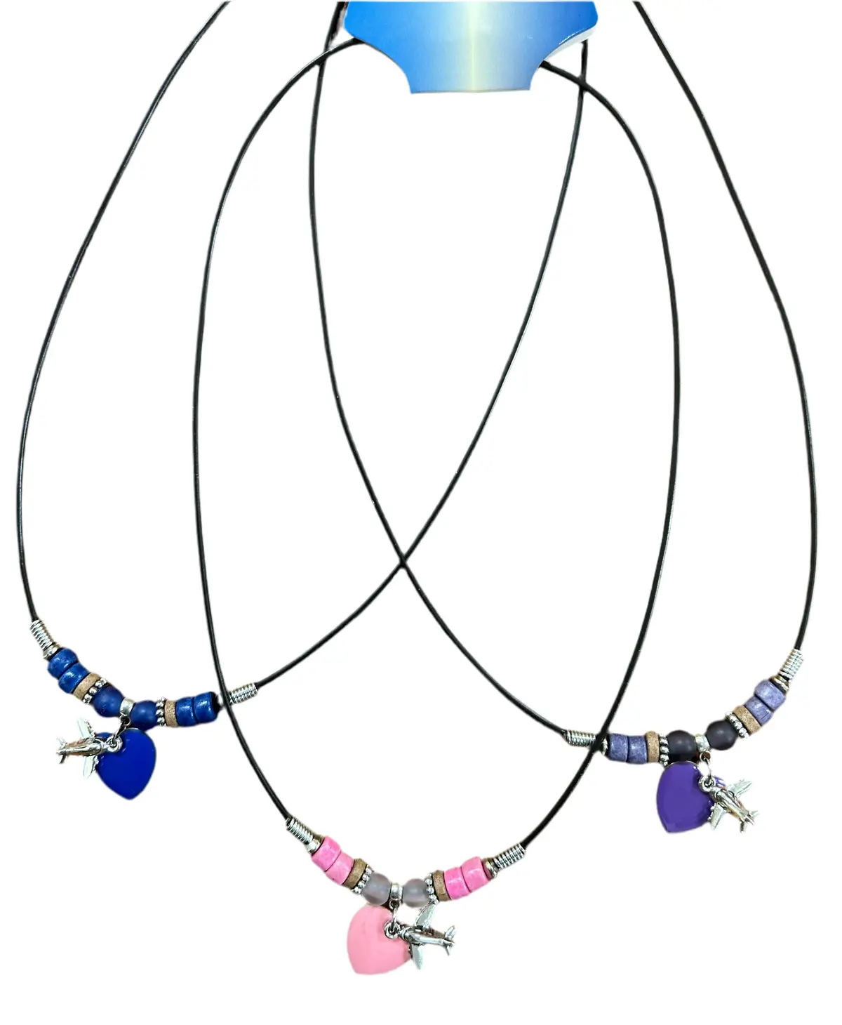 Airplane/Heart On Cord Necklace 1