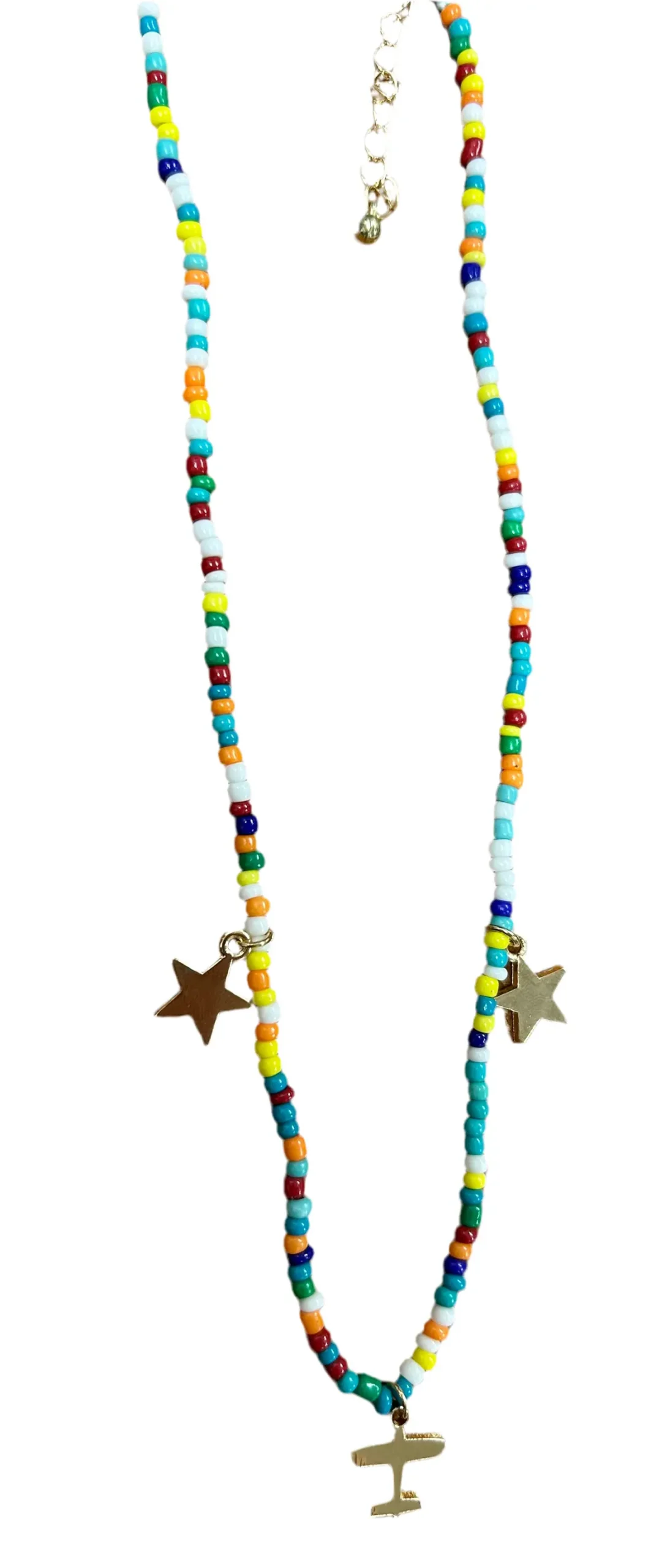 Seed Bead Necklace With Airplane Charm 1