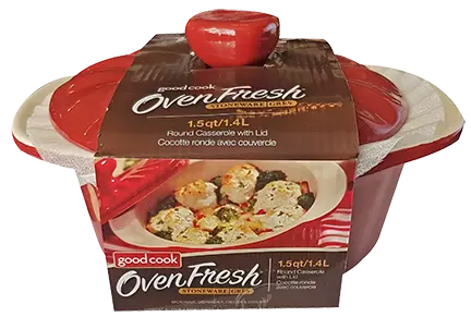 Goodcook Ovenfresh Stoneware Round Casserole Dishw/ Lid - 1.5Qt/1.4L 1