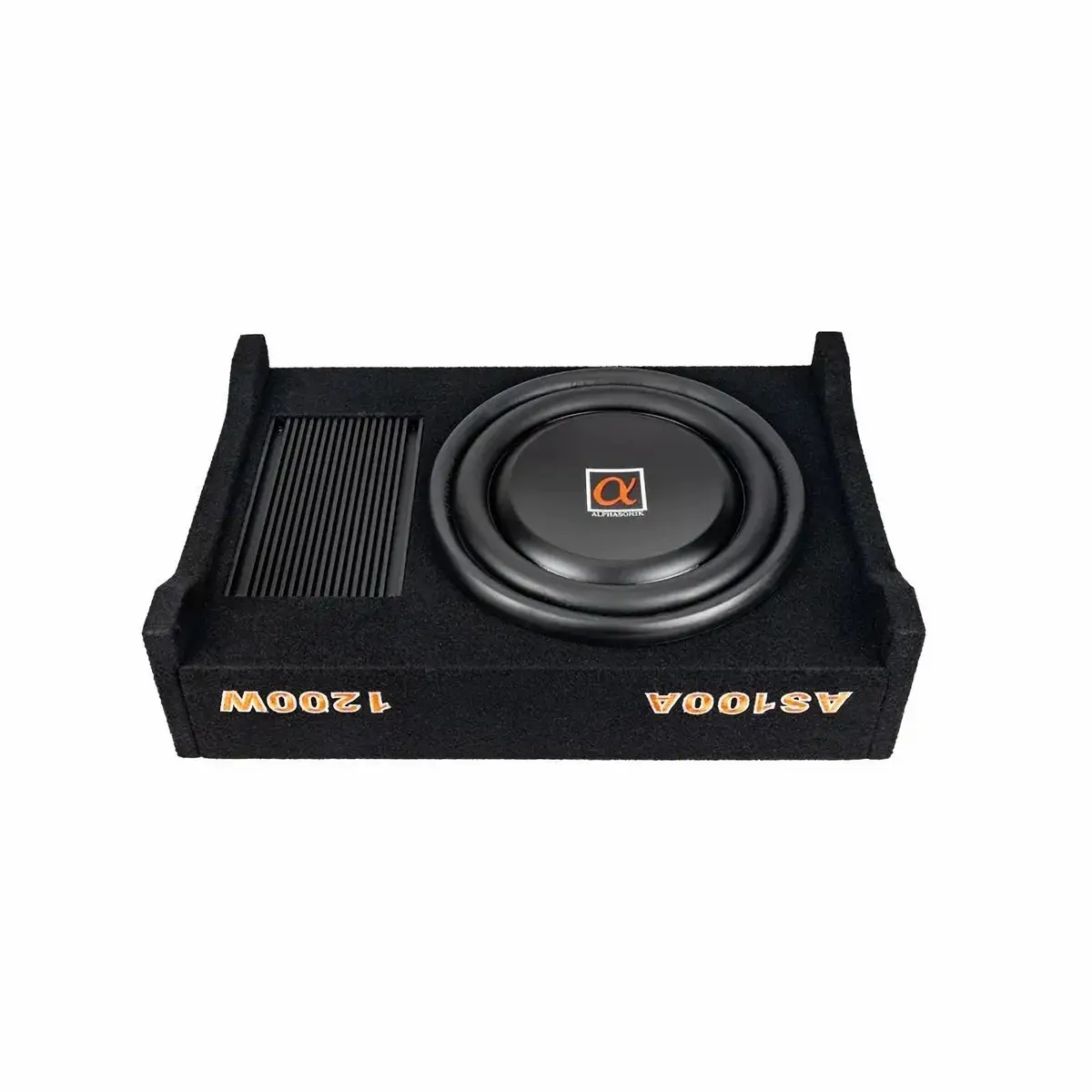 Alphasonik As100a 10" 4 Ohms 1200 Watts Max Built-In Amplifier Down Fire Shallow Mount Enclosed Subwoofer 2