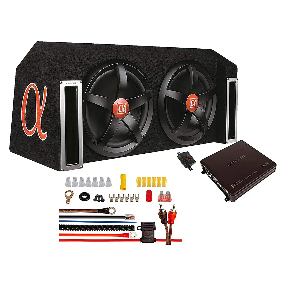 Alphasonik App122 12" 1500W Dual Subwoofer Car Bass With Amplifier & Installation Kit 1