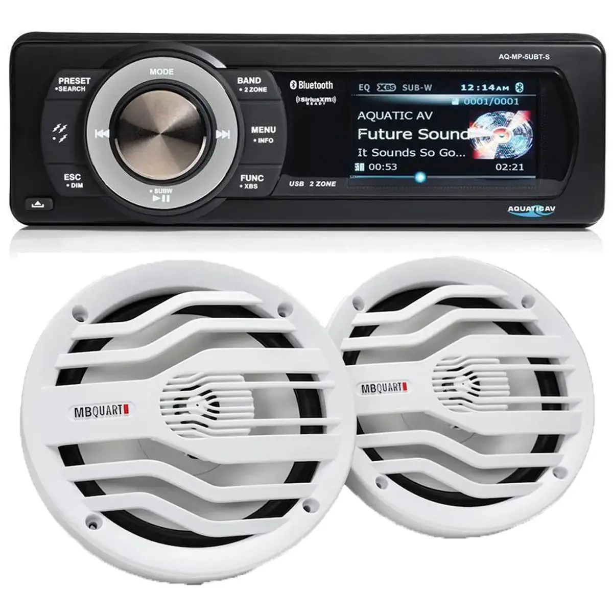 Aquatic Av Aq-Mp-5Ubt-S Marine Stereo & Nk2-116W 6.5" 2-Way Coaxial Marine Speakers 1
