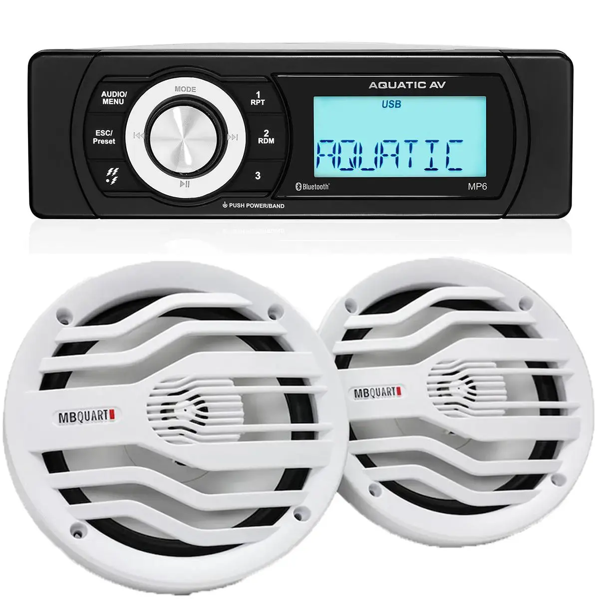 Aquatic Av Mp6 Marine Stereo & Nk2-116W 6.5" 2-Way Coaxial Marine Speakers 1