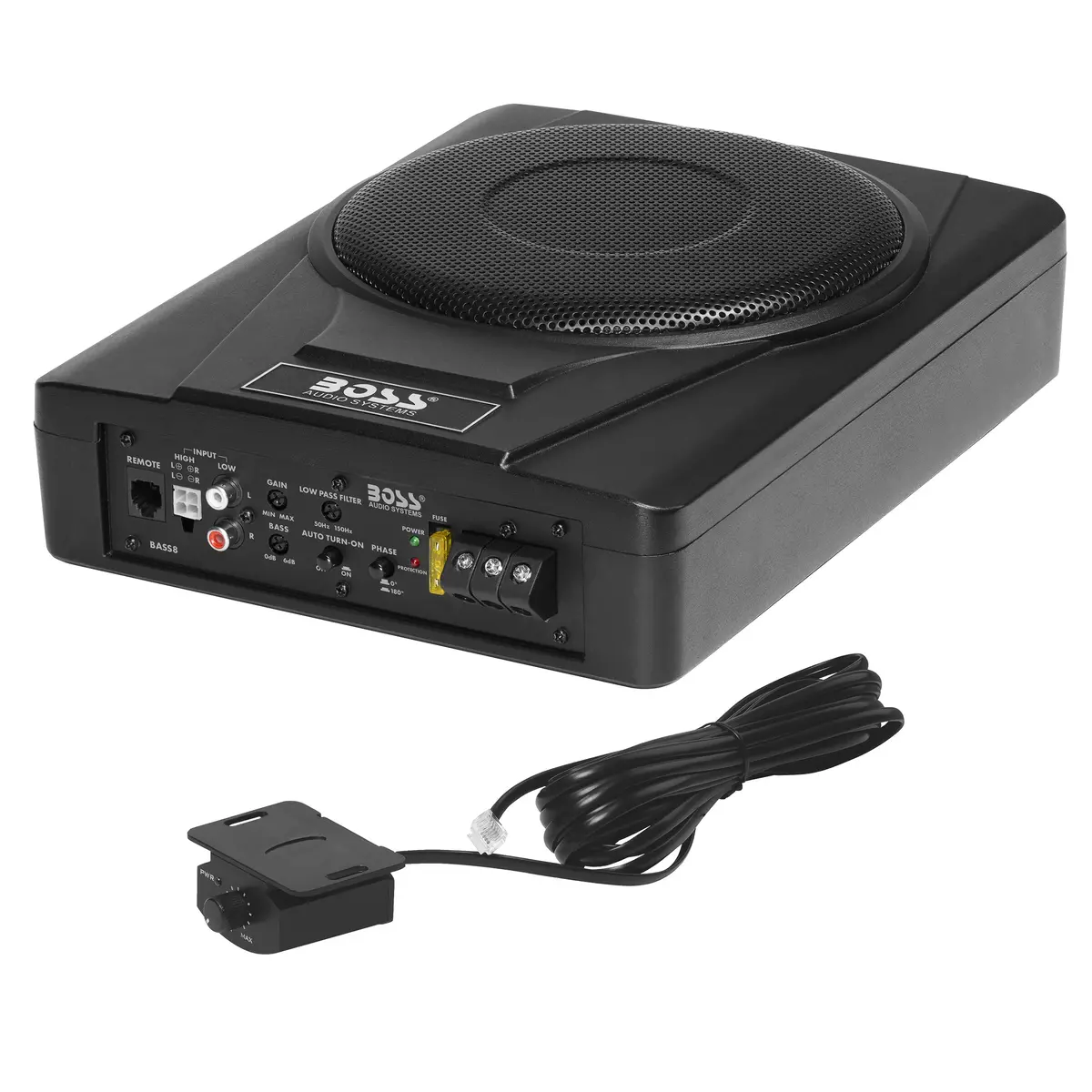 Boss Audio Bass8 8" 800W Low Profile Under Seat Powered Car Subwoofer Built In Amplifier, Remote Control 2