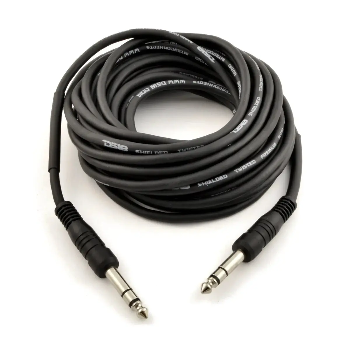 Balanced Interconnect 1/4-Inch Trs To 1/4-Inch Trs Cable Audio Connector Black 2