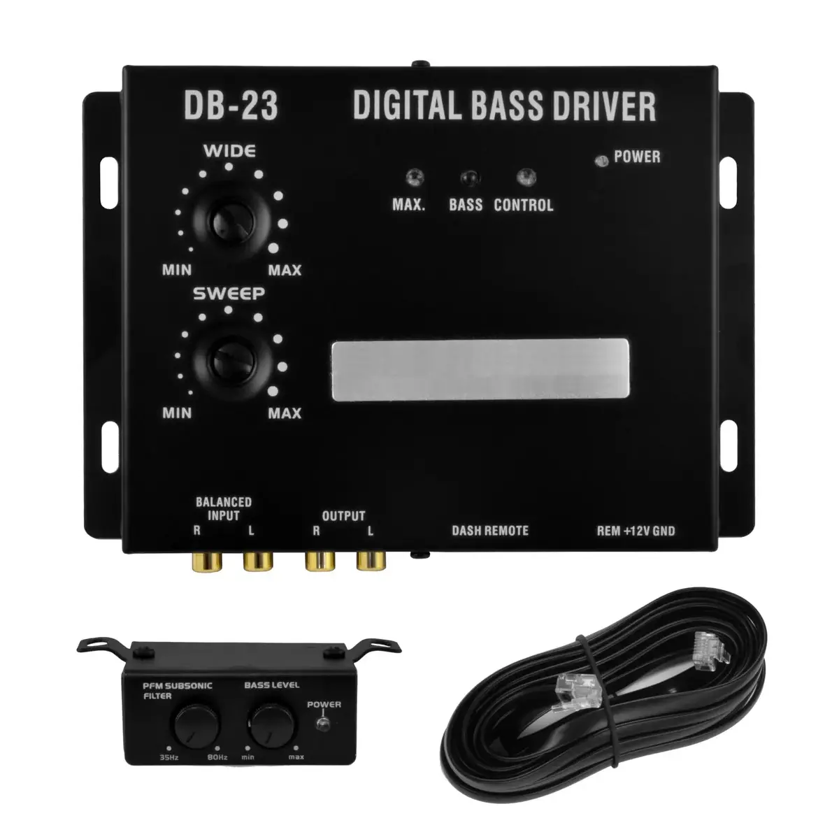 Bass Driver Digital Processor Amp With Car Dash Remote Control Knob Db-23 1