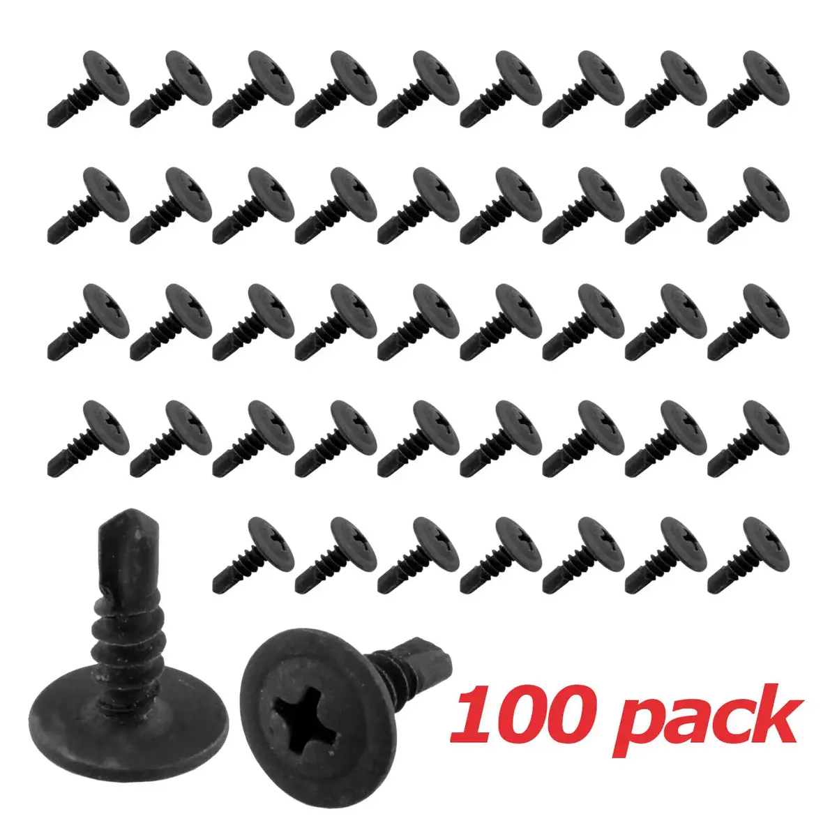 Black Phillips Wafer Head Self Tapping/Drilling Screws 1/2" (100/Pack) 1