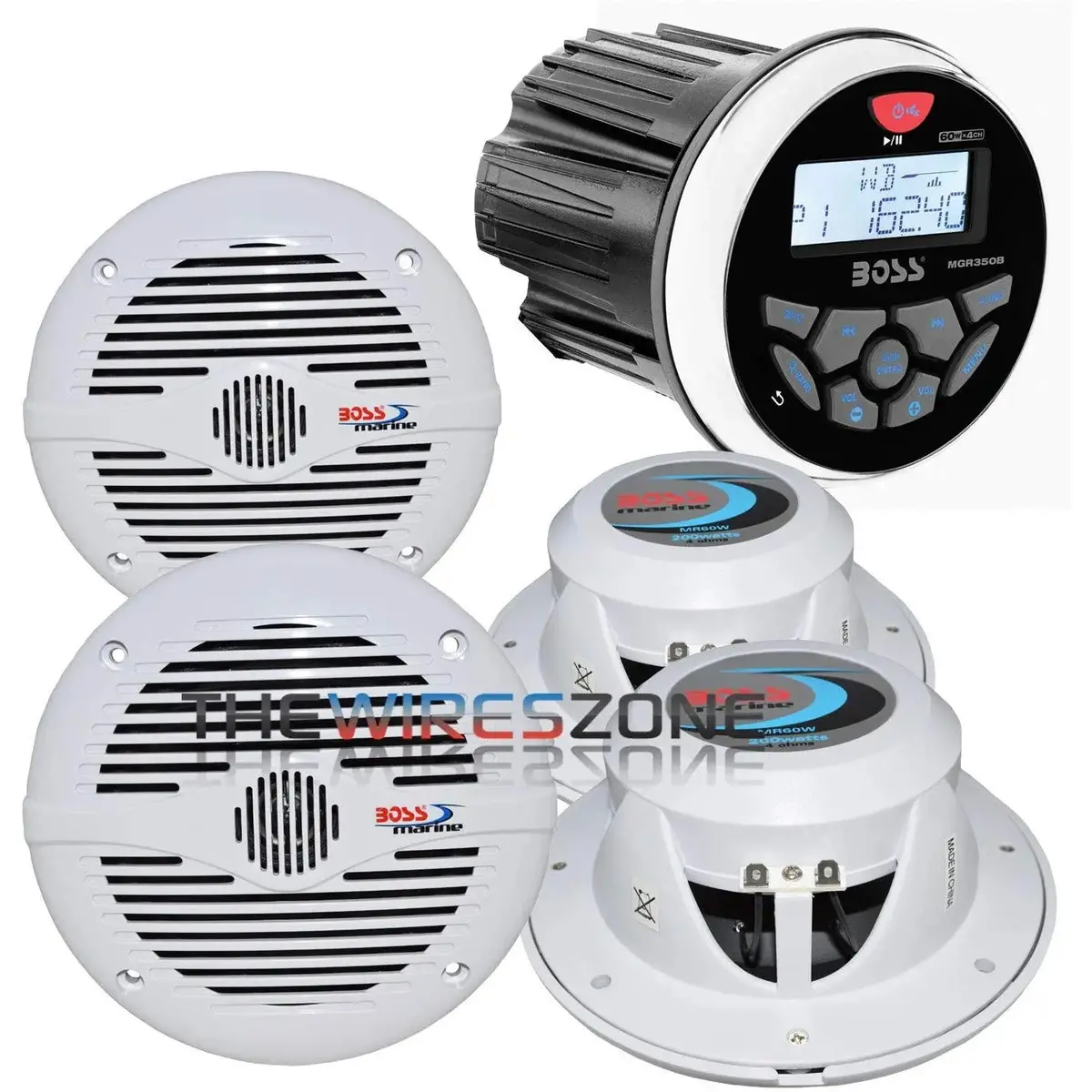 Boss Audio Mgr350b Marine Bluetooth Receiver + 2 Pairs Of 6.5" Speaker 1