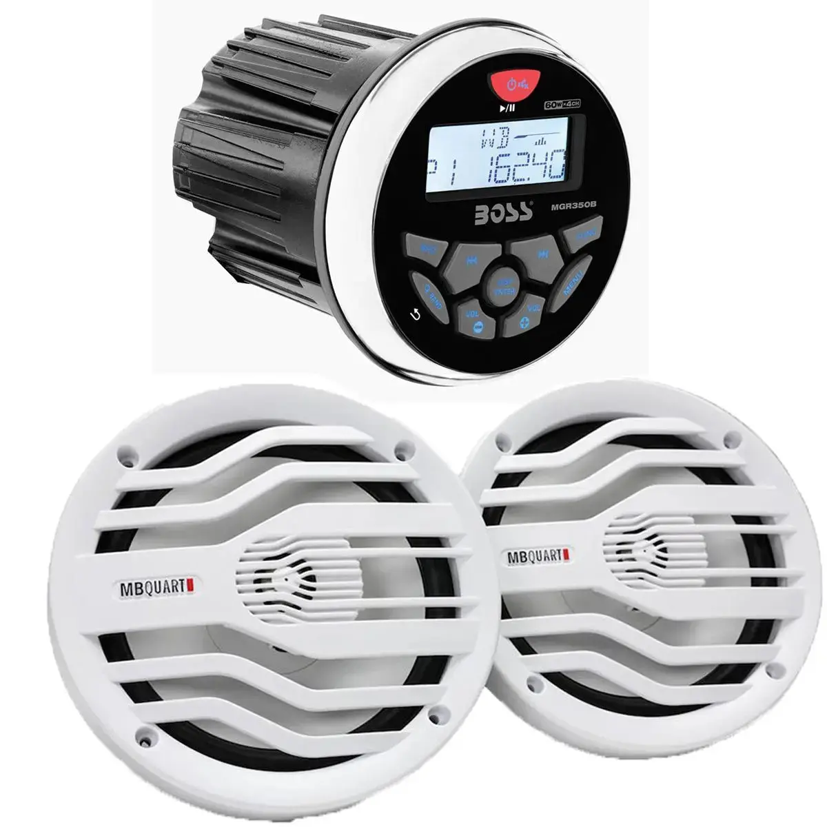 Boss Audio Mgr350b Marine Receiver & Mb Quart Nk2-116W 6.5" 2-Way Marine Speakers 1