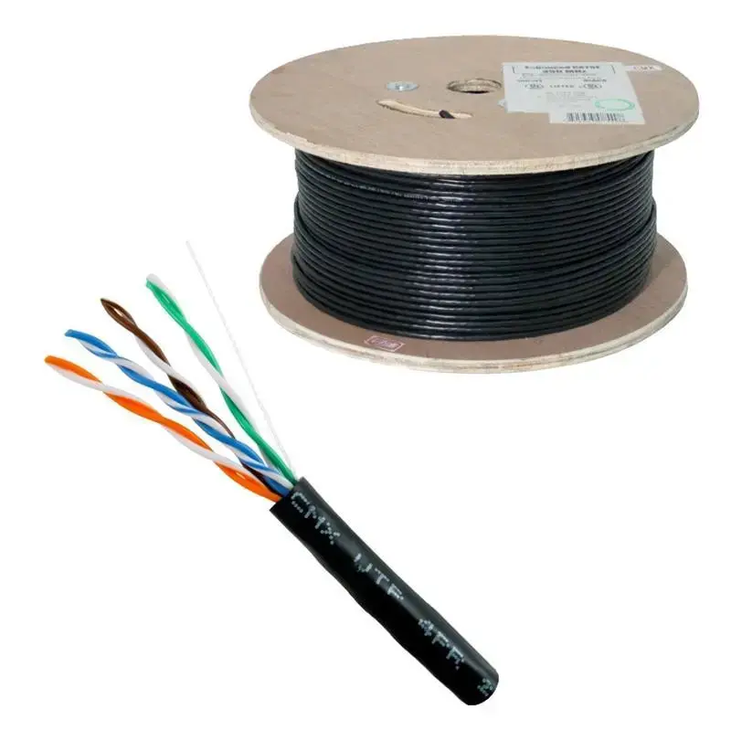 Cat5e Cmx Outdoor 24 Awg 8C Solid Bare Copper Black 1000 Feet Cable 1