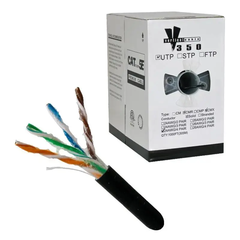 Cat5e Cmxf Outdoor Direct Burial 24Awg 8 Conductor Black 1000' Cable 1
