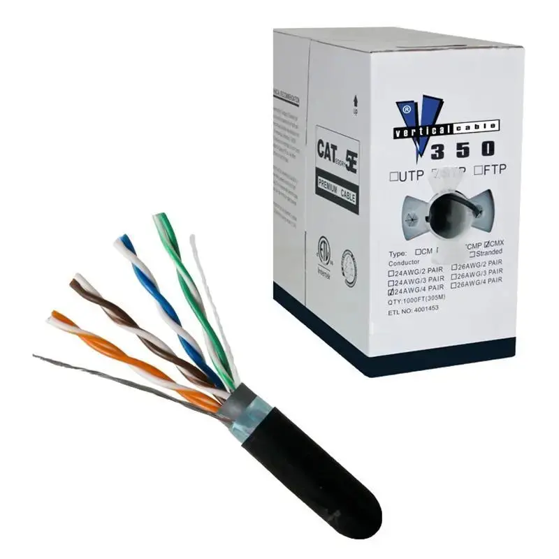 Cat5e Cmxt Outdoor Direct Burial 24Awg 8 Conductor Black 1000' Cable 1