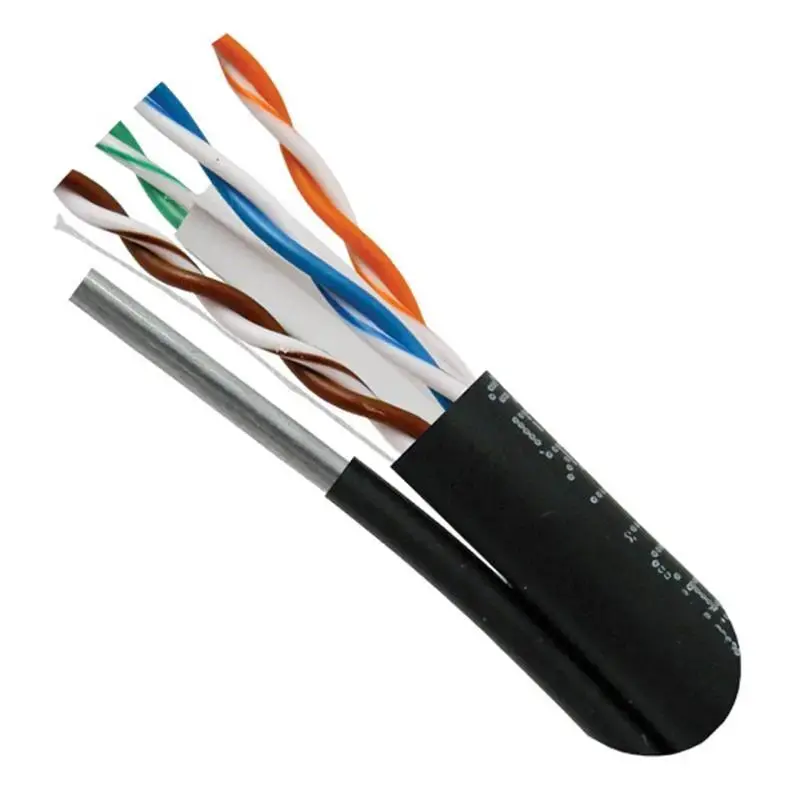 Cat5e Outdoor With Messenger 24Awg Solid Bare Copper Black 1000' Cable 1