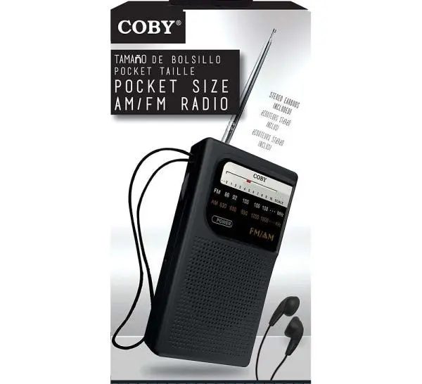 Pocket-Size Am/Fm Radio With Built-In Speaker & Earbuds Portable Audio 1