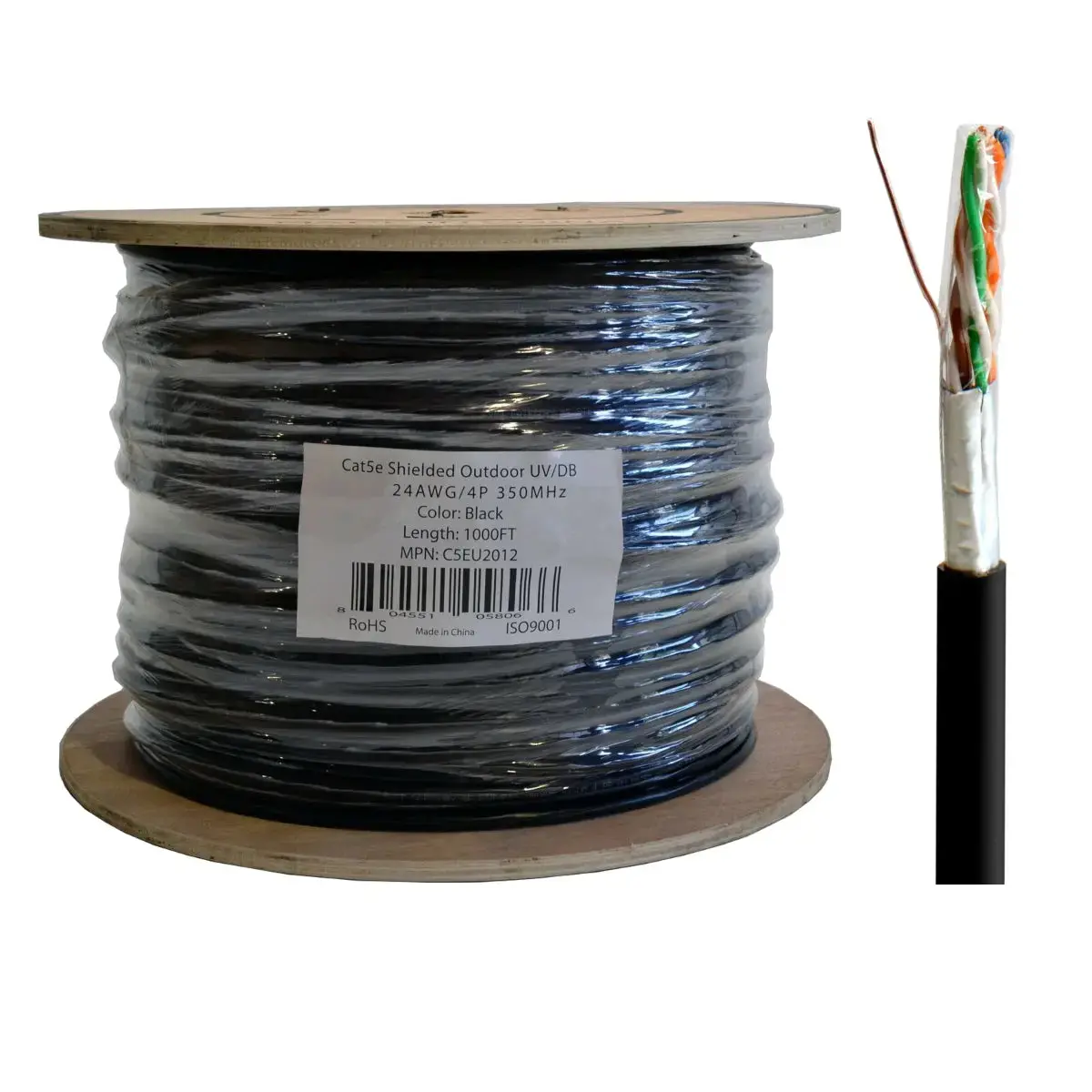Cat5e Shielded Ethernet Outdoor Ftp Direct Burial 1000Ft 24Awg Cable 1