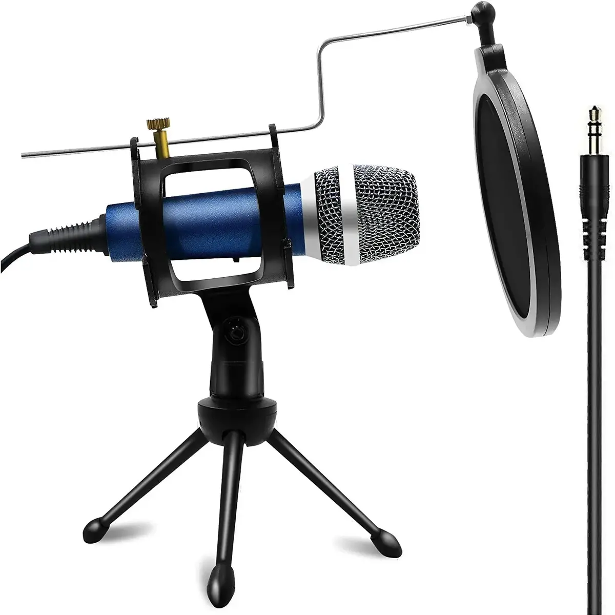Condenser Recording Microphone 3.5Mm Plug And Play For Mac Pc Android Gaming (Blue) 1