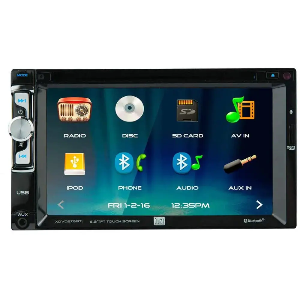 Dual Xdvd276bt 6.2" Double Din Multimedia Dvd Receiver Touchscreen Bluetooth 1