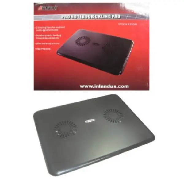 Inland Pro - Laptop Cooling Pad W/2 70Mm Fans (Black) For 15" Laptops /Notebooks 1