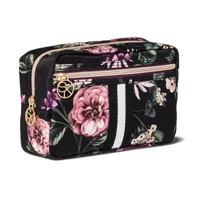 Sonia Kashuk Cosmetic Bag Overnighter Dark Floral W/ Webbing. 1