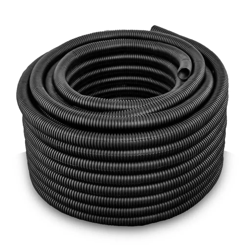 High Quality 25-100' Ft Feet 3/4" Split Wire Loom Conduit Polyethylene Tubing Black 1