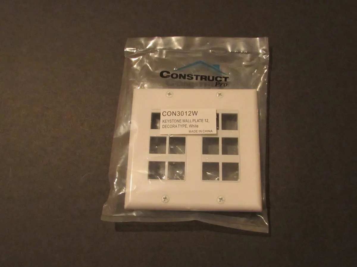 2-Gang Keystone Wallplate Faceplate 12 Hole - Twelve Port White 1