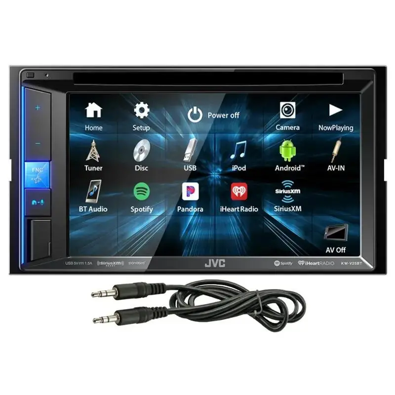 Jvc Kw-V25bt Dvd Multimedia Receiver 6.2" Wvga Touch Monitor W/ Free Aux Cable 1