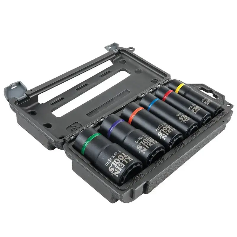 Klein Tools 66010 Impact Socket Set High-Torque Deep Sockets 12-Point 1.5" Drive 1