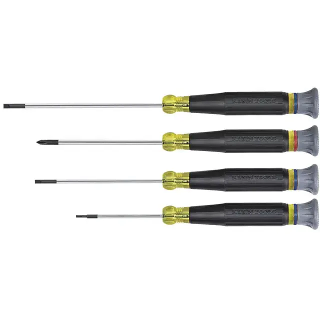 Klein Tools 85613 4 Piece Electronics Screwdriver Set W/ Rotating Caps 1