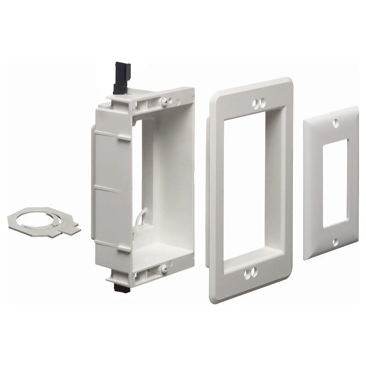 Arlington Lvu1w 1-Gang Recessed Low Voltage Mounting Bracket With Paintable Wall Plate, White 1