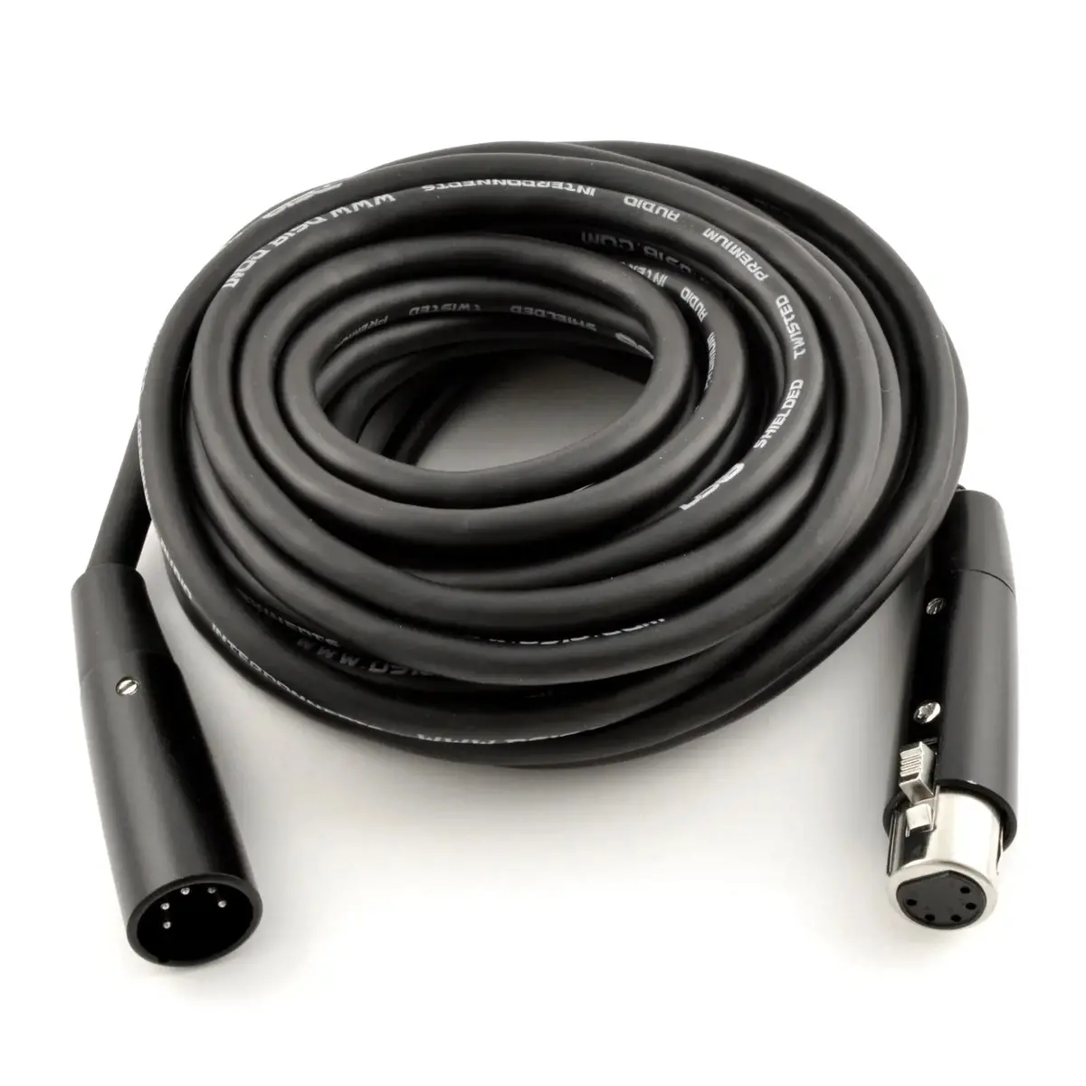5 Pin Male Plug To Female Xlr Microphone Cable Audio Connector Black 25Ft 1