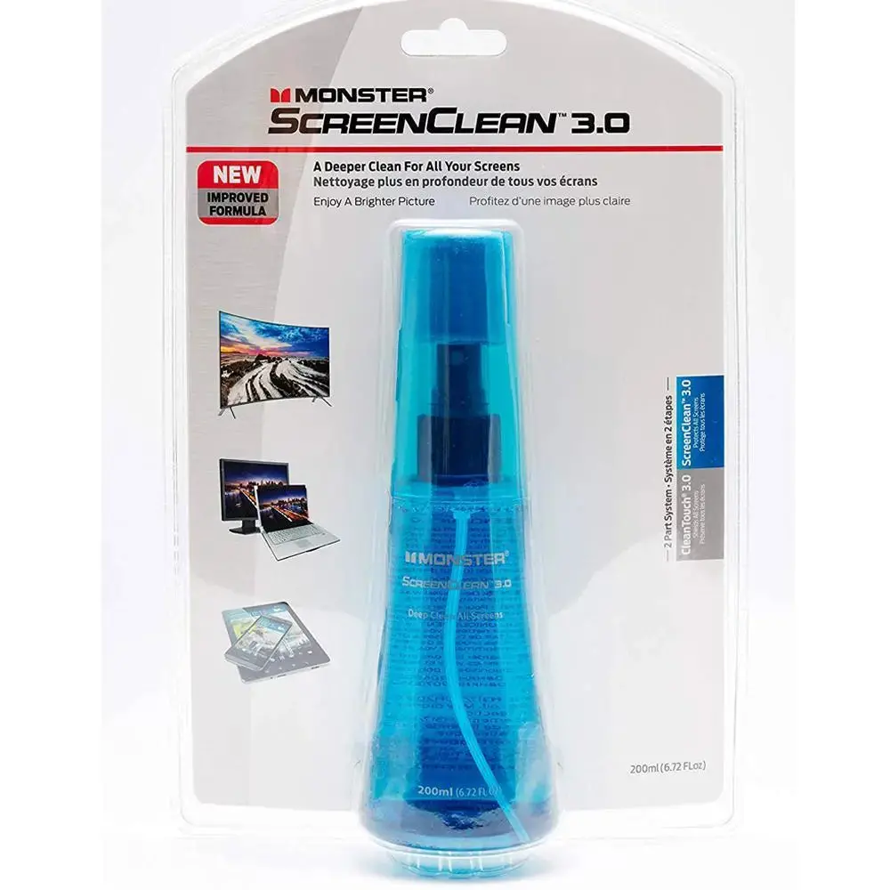 Monster Screen Clean 3.0 Liquid Screen Cleaner Spray Bottle W/ Microfiber Towel 1