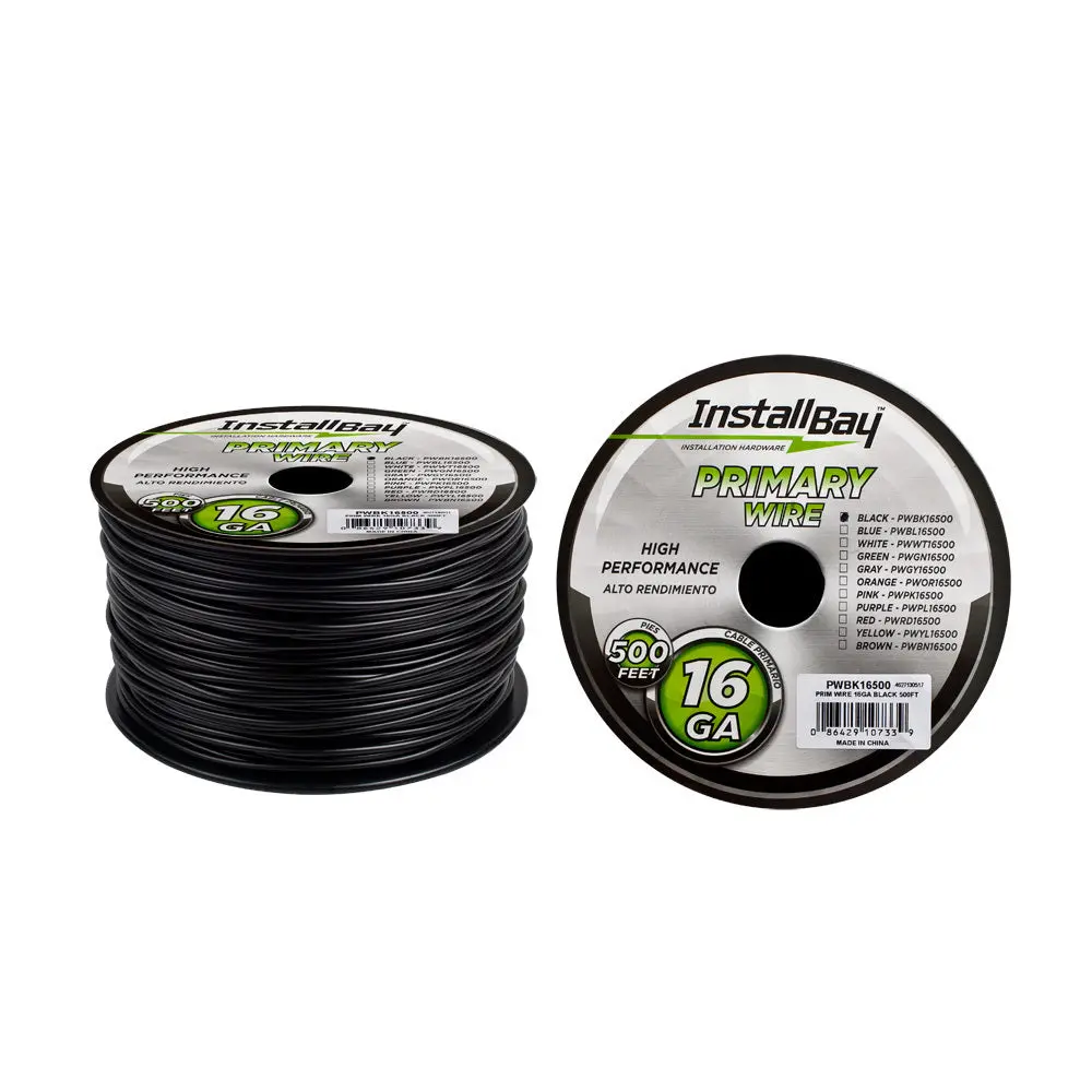 The Install Bay Pwyl16500 Primary Wire 16 Gauge All Copper Black Coil - 500 Ft 1