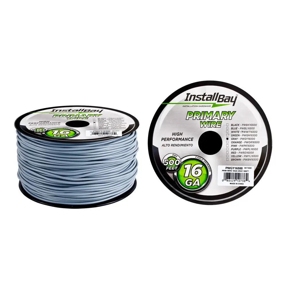 The Install Bay Pwyl16500 Primary Wire 16 Gauge All Copper Gray Coil - 500 Ft 1