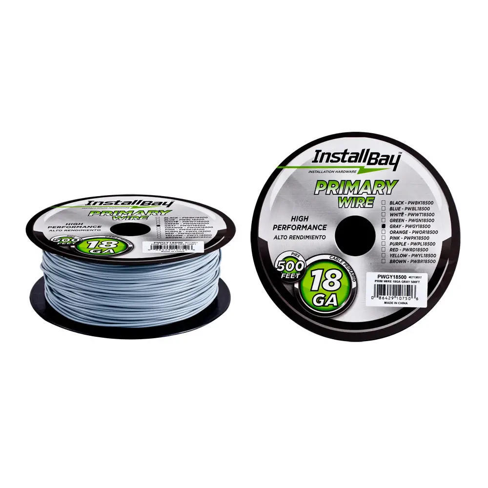 The Install Bay Pwgy18500 Gray 18 Gauge 500 Feet Coil Stranded Primary Wire 1