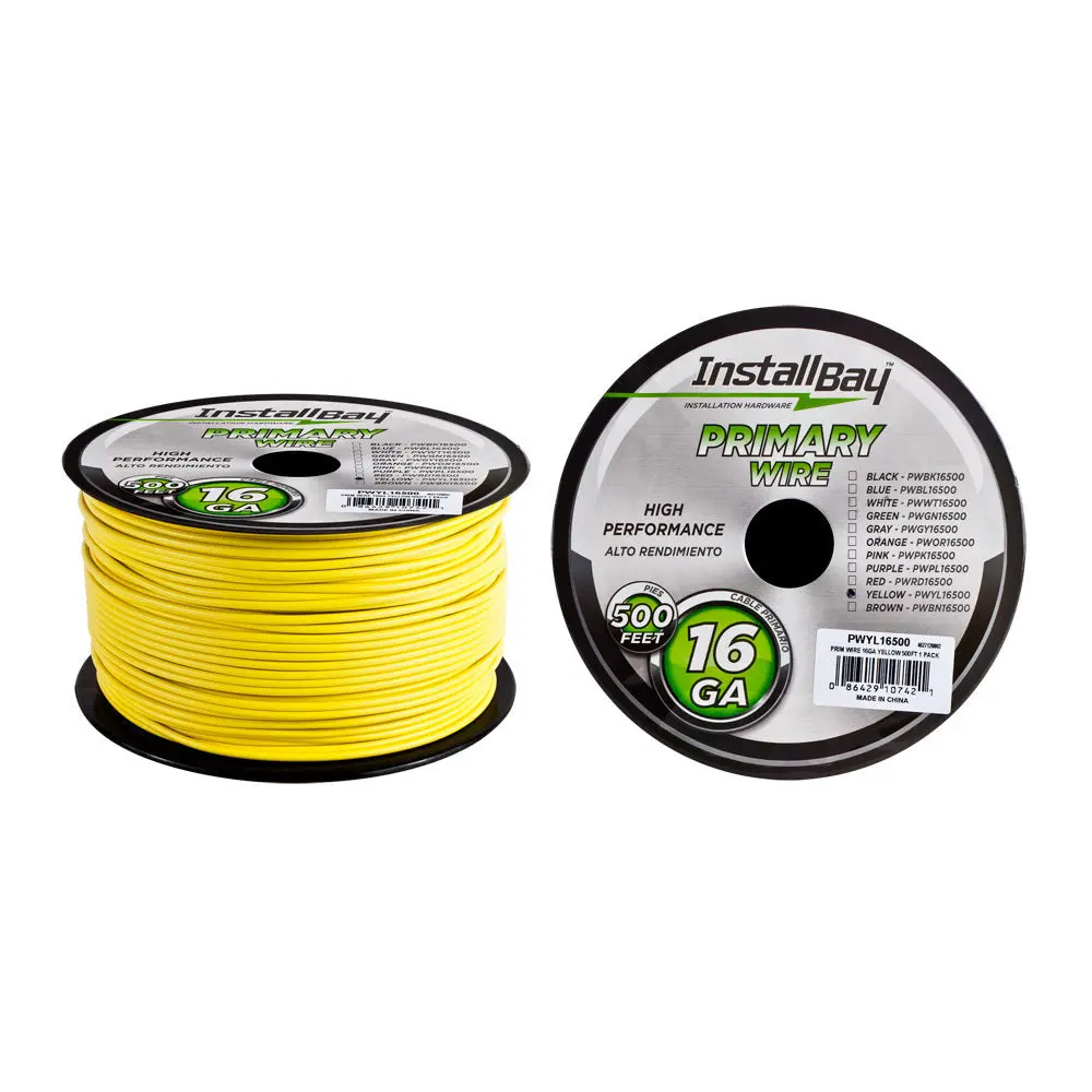 The Install Bay Pwyl16500 Primary Wire 16 Gauge All Copper Yellow Coil - 500 Ft 1